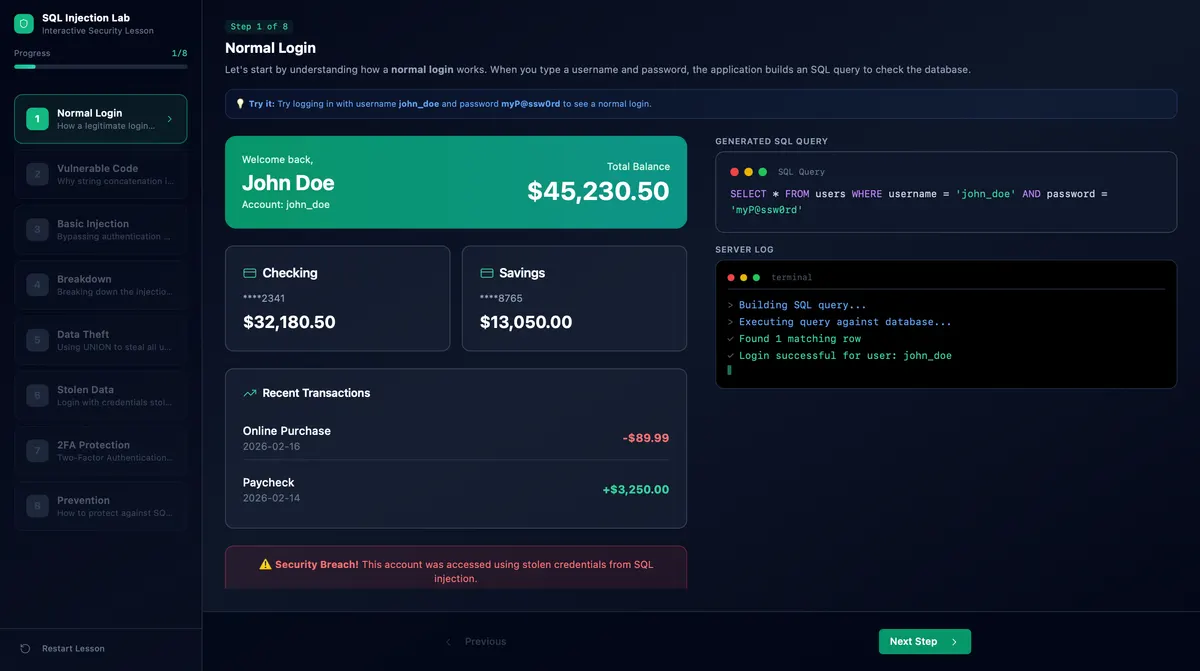 SQL Injection Lab preview