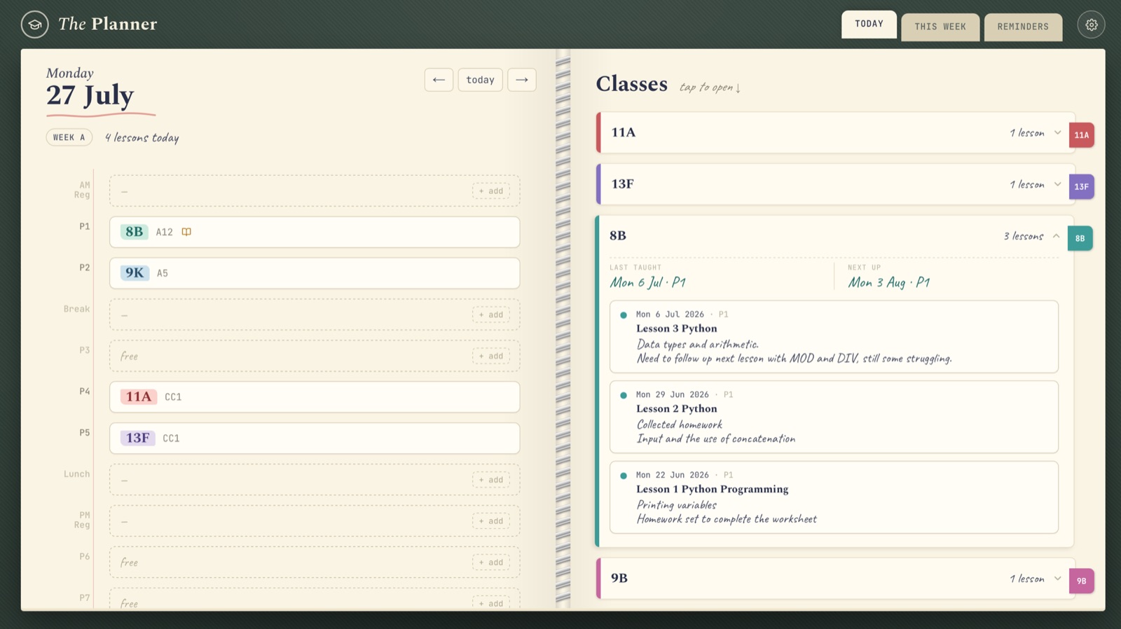 Teacher Planner preview