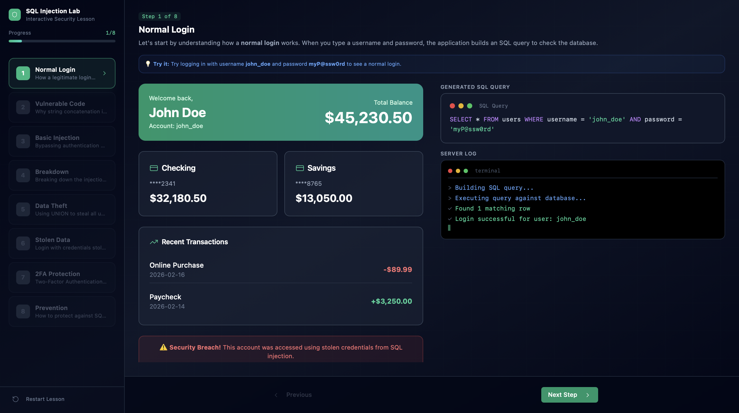 SQL Injection Lab preview